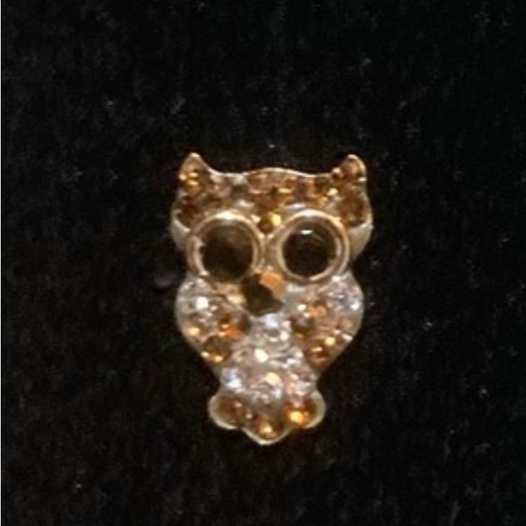 🍁🎁🎇🌕14K Solid Gold Owl Crystal Earring🦉🍂